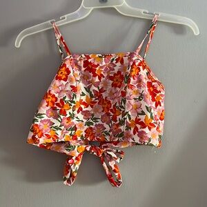 Floral Tie Back Crop Tank Top